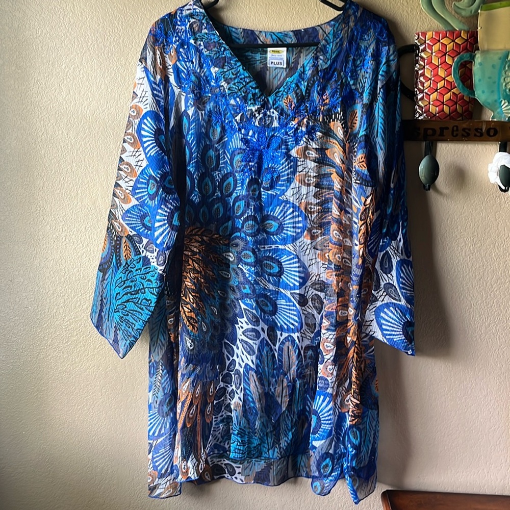 Rima plus sheer cover up tunic
